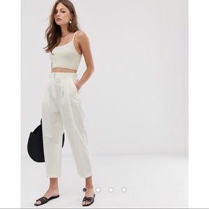 Cream high waist Mango Pants